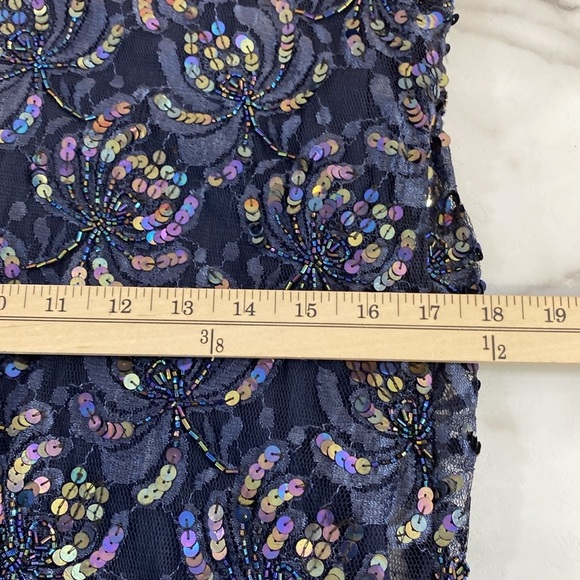 Lillie Rubin Sequin Cocktail Dress Womens Size Small Blue Mesh‎ Vintage Lace - Picture 12 of 13